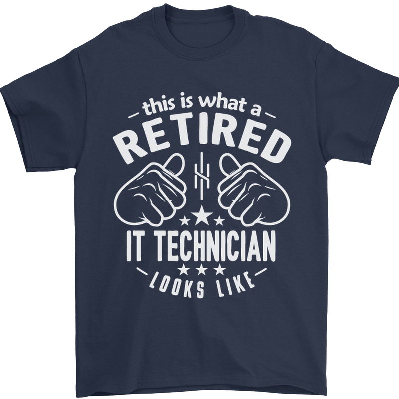 A Retired IT Technician Looks Like Mens T-Shirt Cotton Gildan Navy Blue