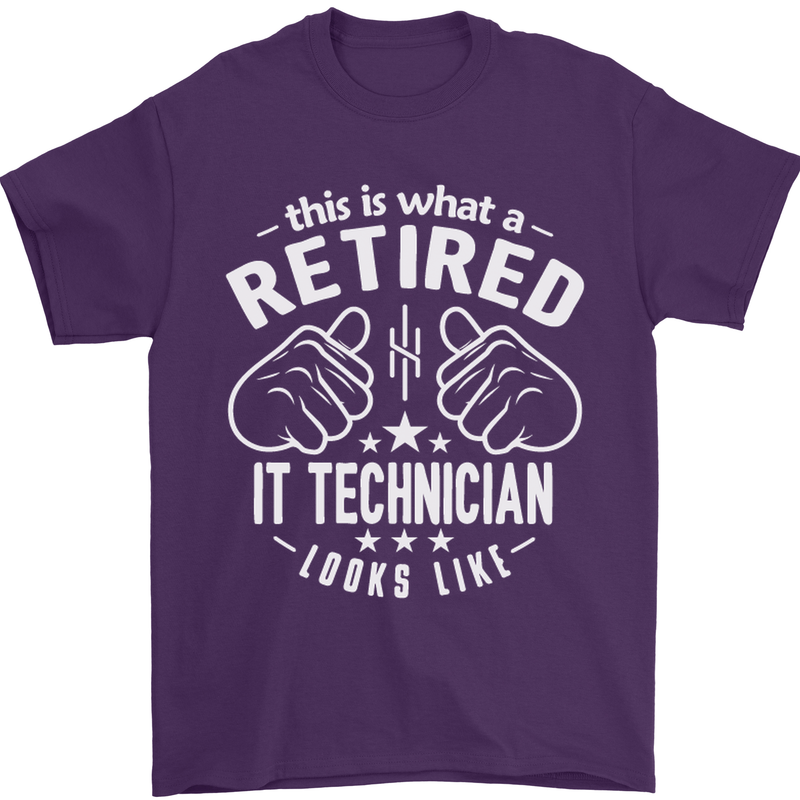 A Retired IT Technician Looks Like Mens T-Shirt Cotton Gildan Purple