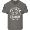 A Retired IT Technician Looks Like Mens V-Neck Cotton T-Shirt Charcoal