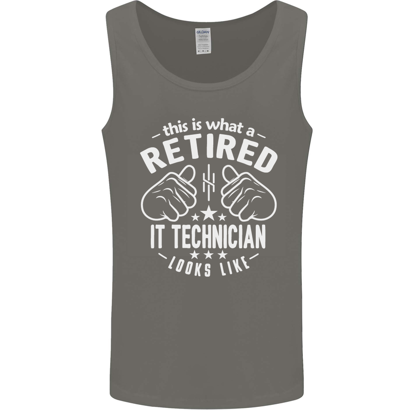 A Retired IT Technician Looks Like Mens Vest Tank Top Charcoal