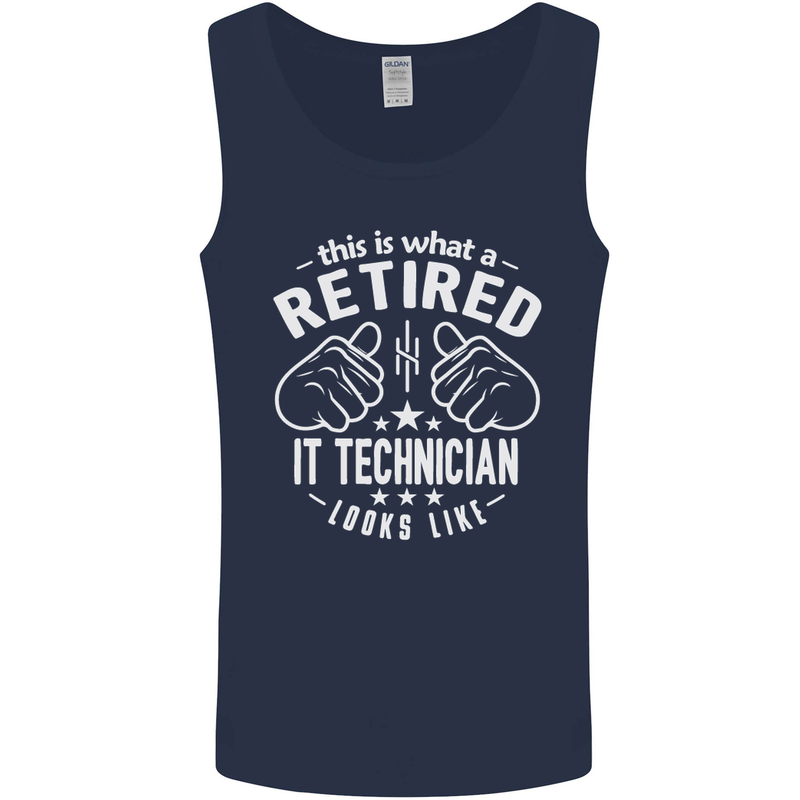 A Retired IT Technician Looks Like Mens Vest Tank Top Navy Blue