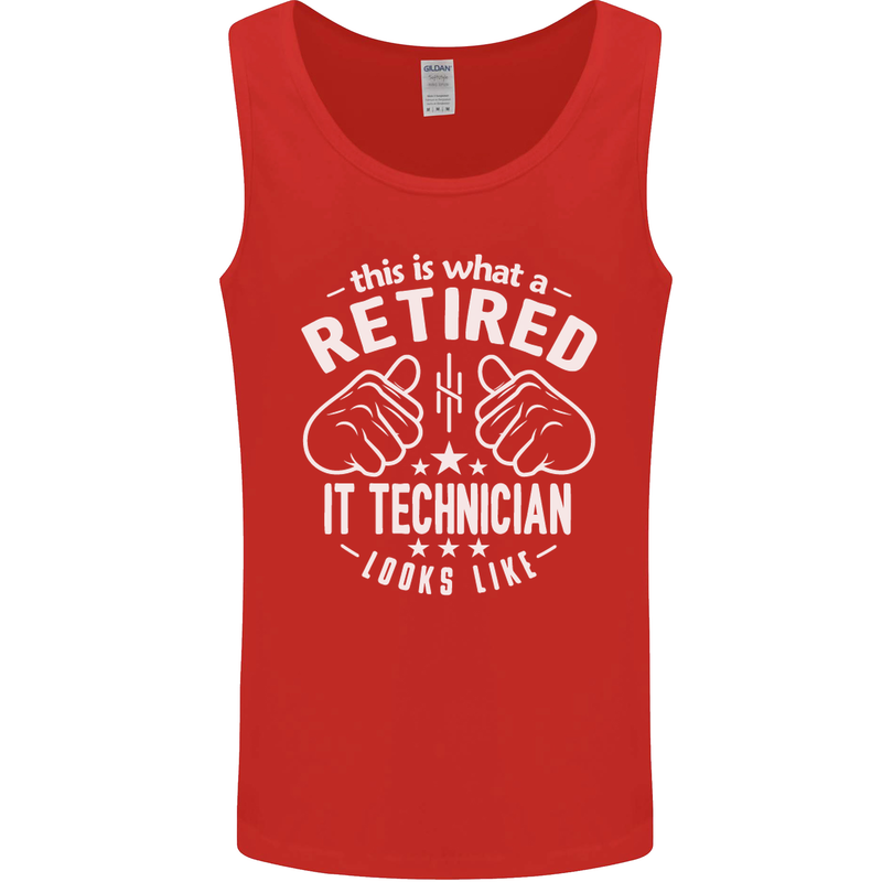A Retired IT Technician Looks Like Mens Vest Tank Top Red