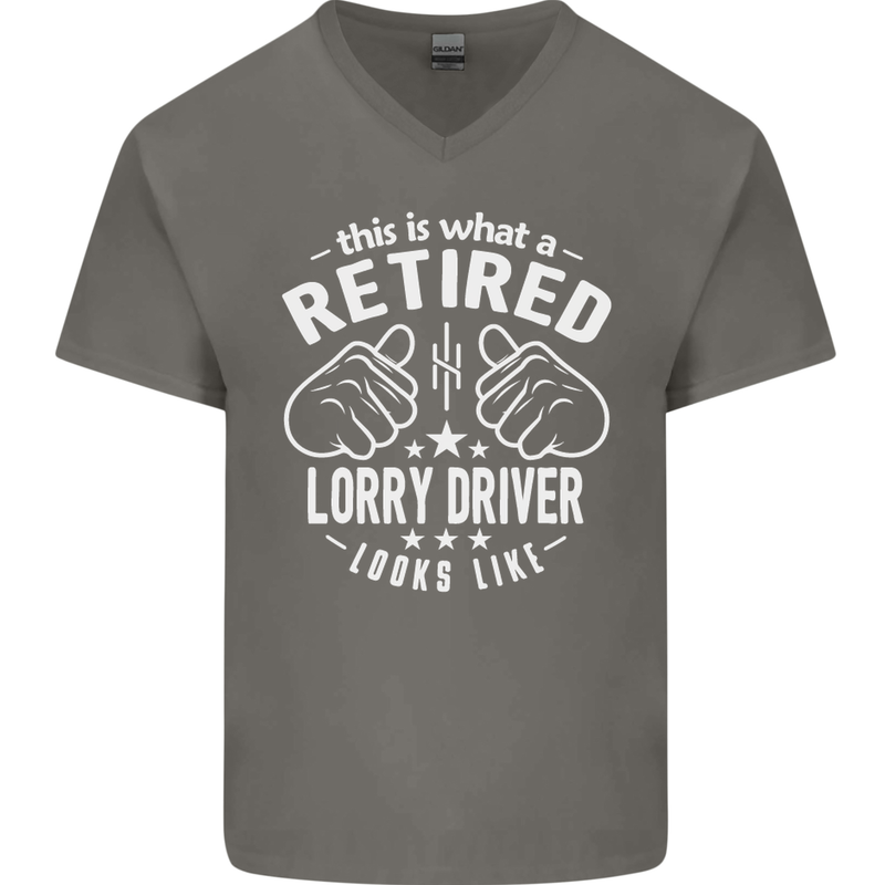 A Retired Lorry Driver Looks Like Mens V-Neck Cotton T-Shirt Charcoal