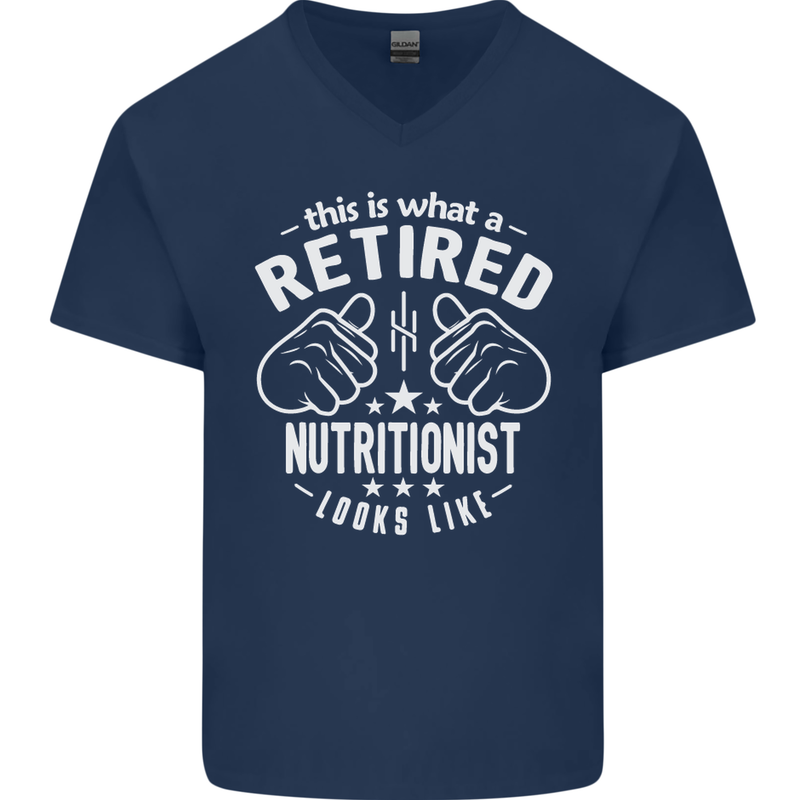 A Retired Nutritionist Looks Like Mens V-Neck Cotton T-Shirt Navy Blue