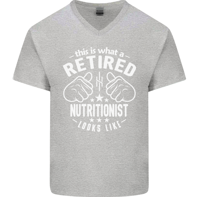 A Retired Nutritionist Looks Like Mens V-Neck Cotton T-Shirt Sports Grey