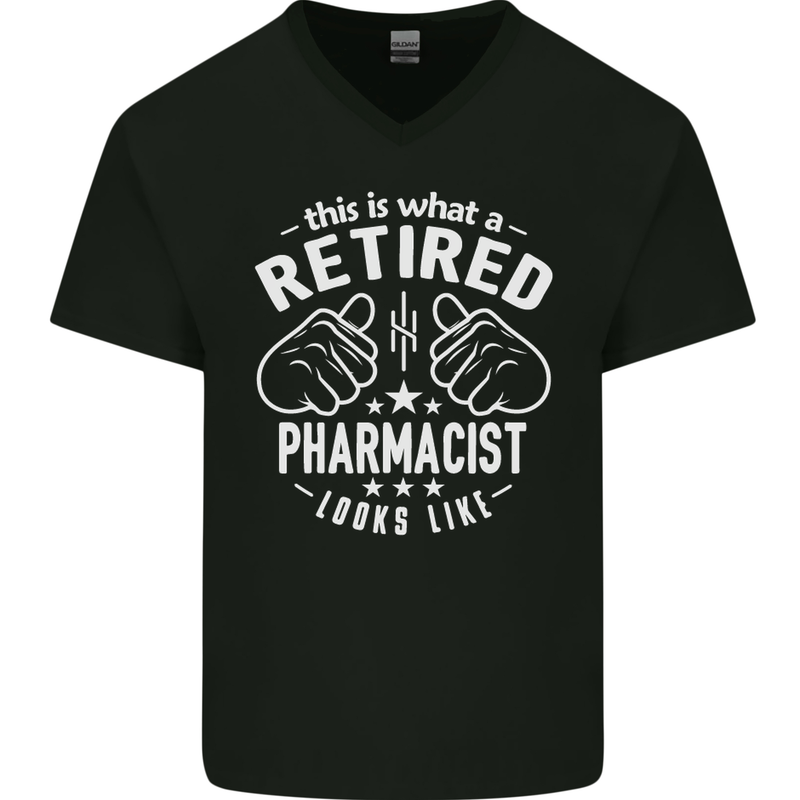 A Retired Pharmacist Looks Like Mens V-Neck Cotton T-Shirt Black