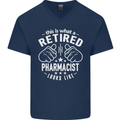 A Retired Pharmacist Looks Like Mens V-Neck Cotton T-Shirt Navy Blue