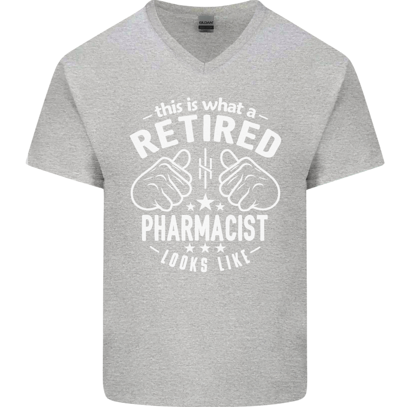 A Retired Pharmacist Looks Like Mens V-Neck Cotton T-Shirt Sports Grey