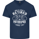 A Retired Photographer Looks Like Mens V-Neck Cotton T-Shirt Navy Blue