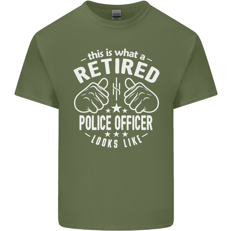 A Retired Police Officer Looks Like Mens Cotton T-Shirt Tee Top Military Green