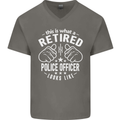A Retired Police Officer Looks Like Mens V-Neck Cotton T-Shirt Charcoal