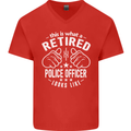 A Retired Police Officer Looks Like Mens V-Neck Cotton T-Shirt Red