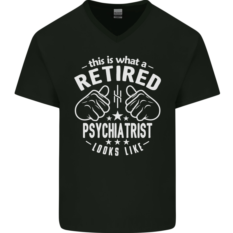 A Retired Psychiatrist Looks Like Mens V-Neck Cotton T-Shirt Black