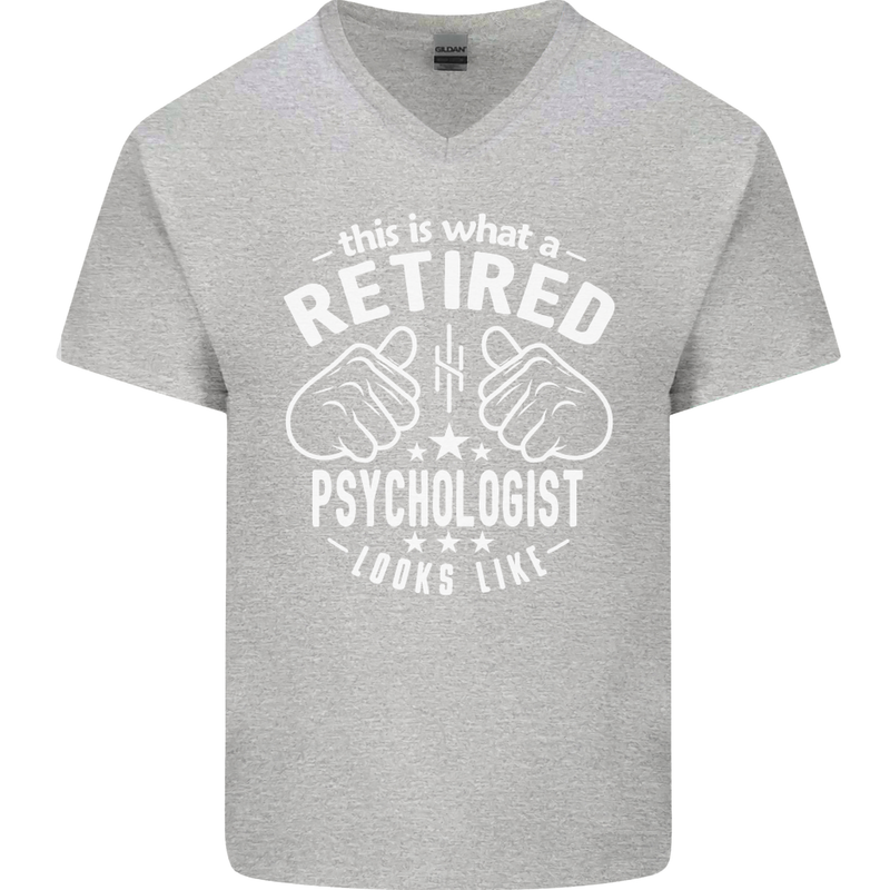 A Retired Psychologist Looks Like Mens V-Neck Cotton T-Shirt Sports Grey