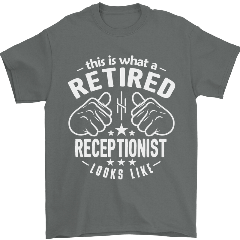 A Retired Receptionist Looks Like Mens T-Shirt Cotton Gildan Charcoal