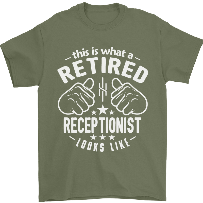 A Retired Receptionist Looks Like Mens T-Shirt Cotton Gildan Military Green
