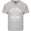 A Retired Receptionist Looks Like Mens V-Neck Cotton T-Shirt Sports Grey