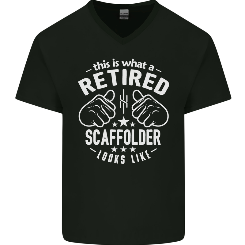 A Retired Scaffolder Looks Like Mens V-Neck Cotton T-Shirt Black