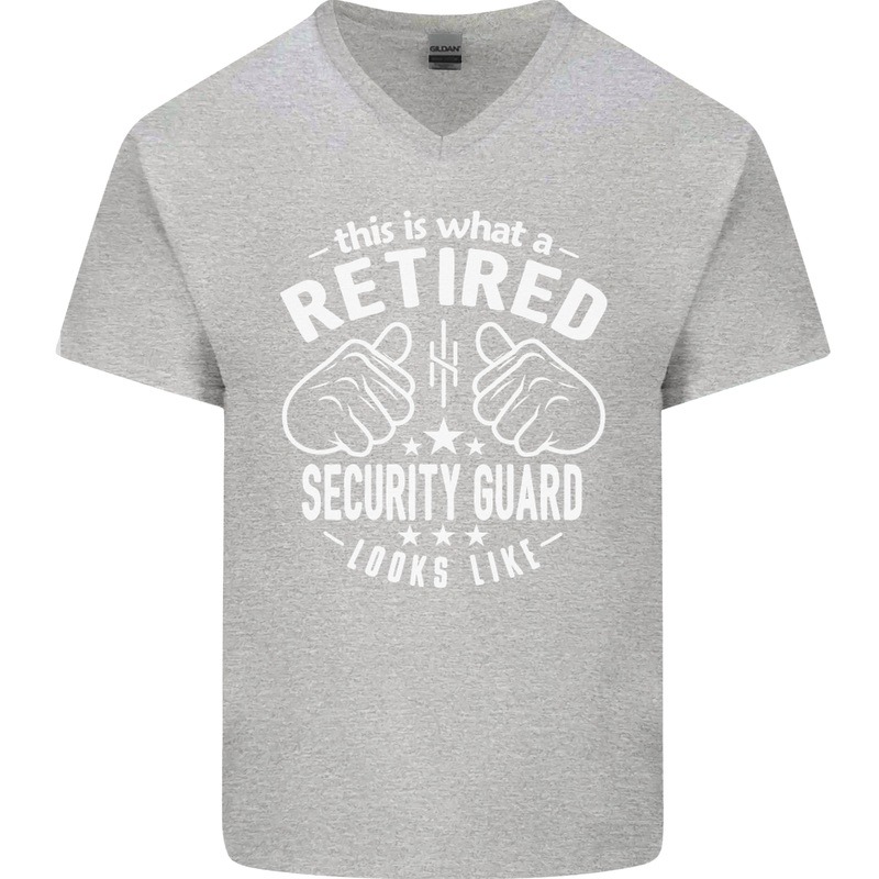 A Retired Security Guard Looks Like Mens V-Neck Cotton T-Shirt Sports Grey