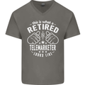 A Retired Telemarketer Looks Like Mens V-Neck Cotton T-Shirt Charcoal