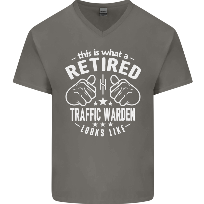 A Retired Traffic Warden Looks Like Mens V-Neck Cotton T-Shirt Charcoal