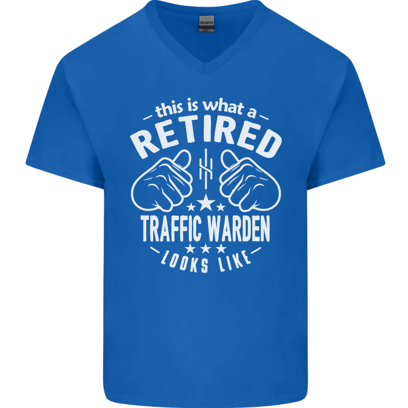 A Retired Traffic Warden Looks Like Mens V-Neck Cotton T-Shirt Royal Blue