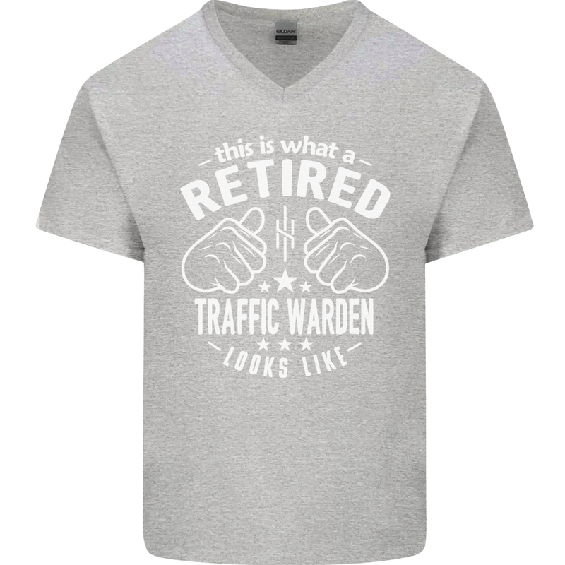 A Retired Traffic Warden Looks Like Mens V-Neck Cotton T-Shirt Sports Grey