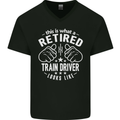 A Retired Train Driver Looks Like Mens V-Neck Cotton T-Shirt Black