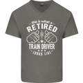 A Retired Train Driver Looks Like Mens V-Neck Cotton T-Shirt Charcoal