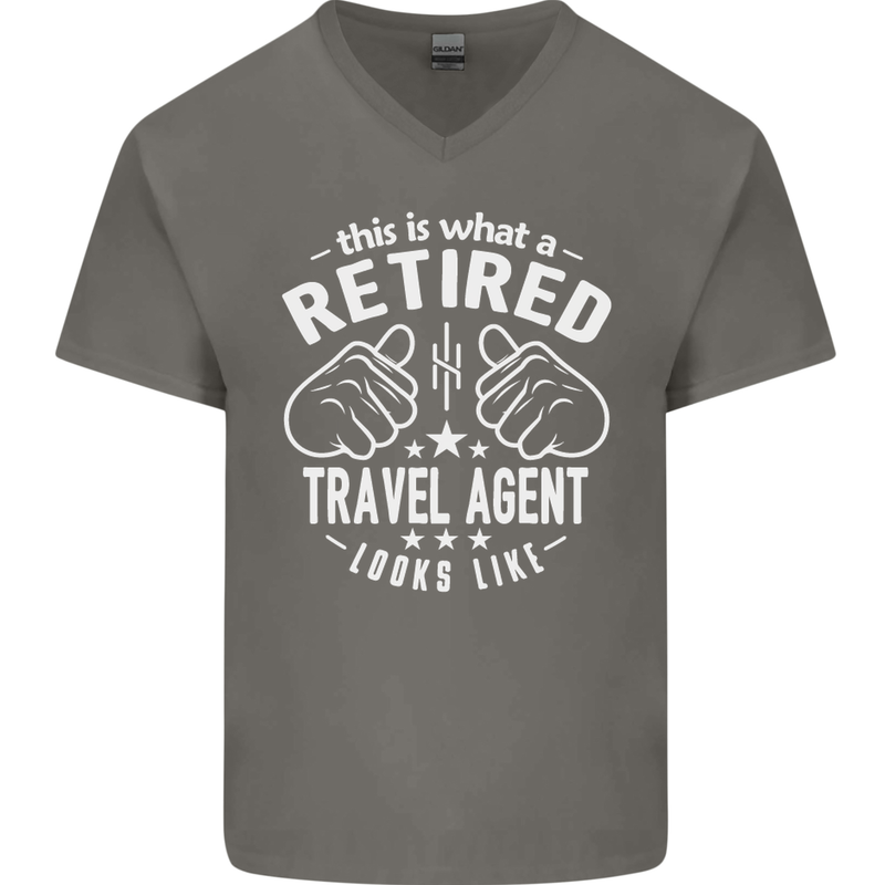 A Retired Travel Agent Looks Like Mens V-Neck Cotton T-Shirt Charcoal