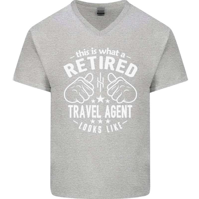 A Retired Travel Agent Looks Like Mens V-Neck Cotton T-Shirt Sports Grey
