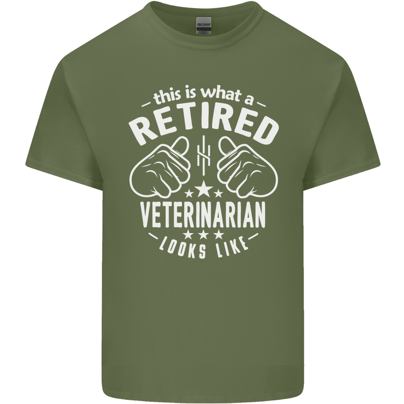 A Retired Veternarian Looks Like Mens Cotton T-Shirt Tee Top Military Green