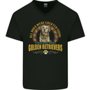 A Retriever Dog Mens V-Neck Cotton T-Shirt Black