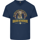 A Retriever Dog Mens V-Neck Cotton T-Shirt Navy Blue