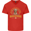 A Retriever Dog Mens V-Neck Cotton T-Shirt Red