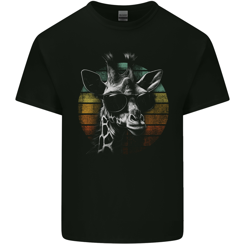 A Retro Giraffe Kids T-Shirt Childrens Black