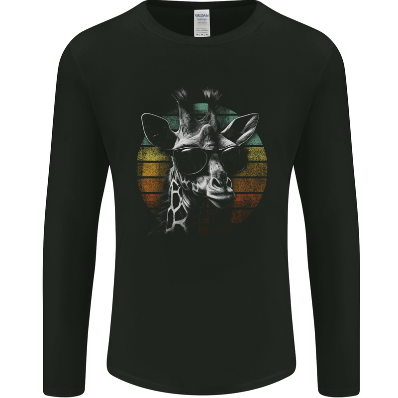A Retro Giraffe Mens Long Sleeve T-Shirt Black