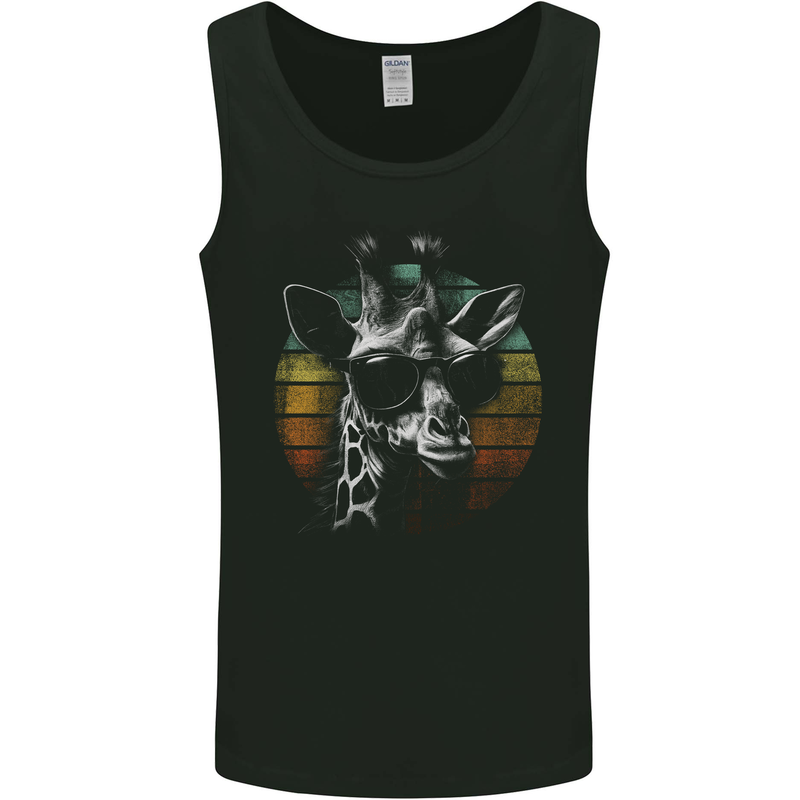 A Retro Giraffe Mens Vest Tank Top Black