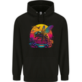 A Retrowave Bee Retro Colour Mens 80% Cotton Hoodie Black