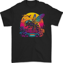 A Retrowave Bee Retro Colour Mens Gildan Cotton T-Shirt Black