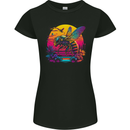 A Retrowave Bee Retro Colour Womens Petite Cut T-Shirt Black