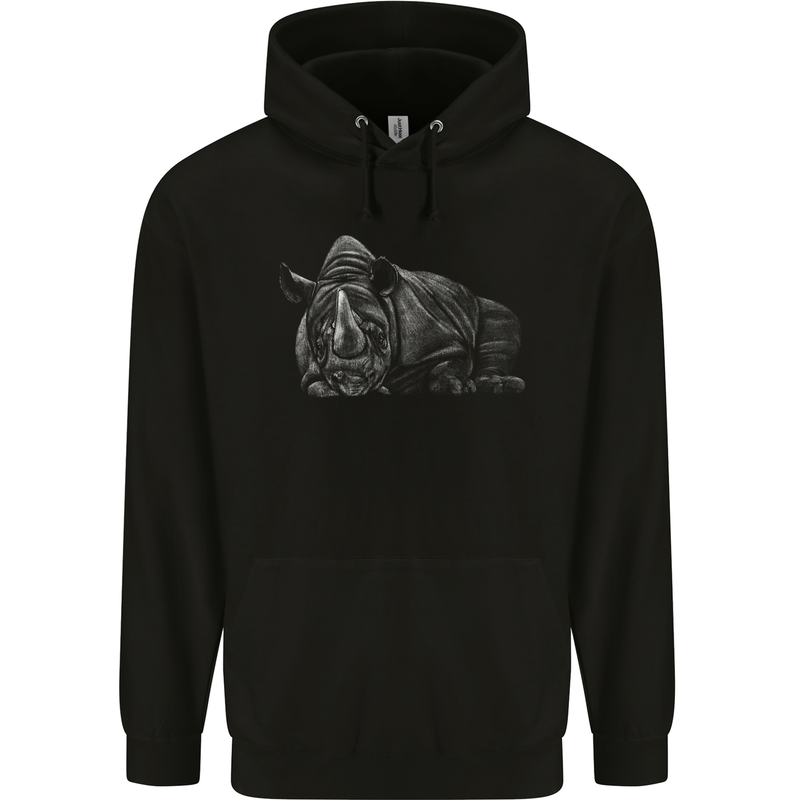 A Rhino Rhinoceros Childrens Kids Hoodie Black