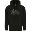 A Rhino Rhinoceros Mens 80% Cotton Hoodie Black
