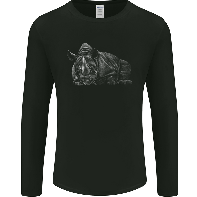 A Rhino Rhinoceros Mens Long Sleeve T-Shirt Black