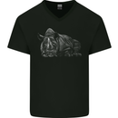 A Rhino Rhinoceros Mens V-Neck Cotton T-Shirt Black