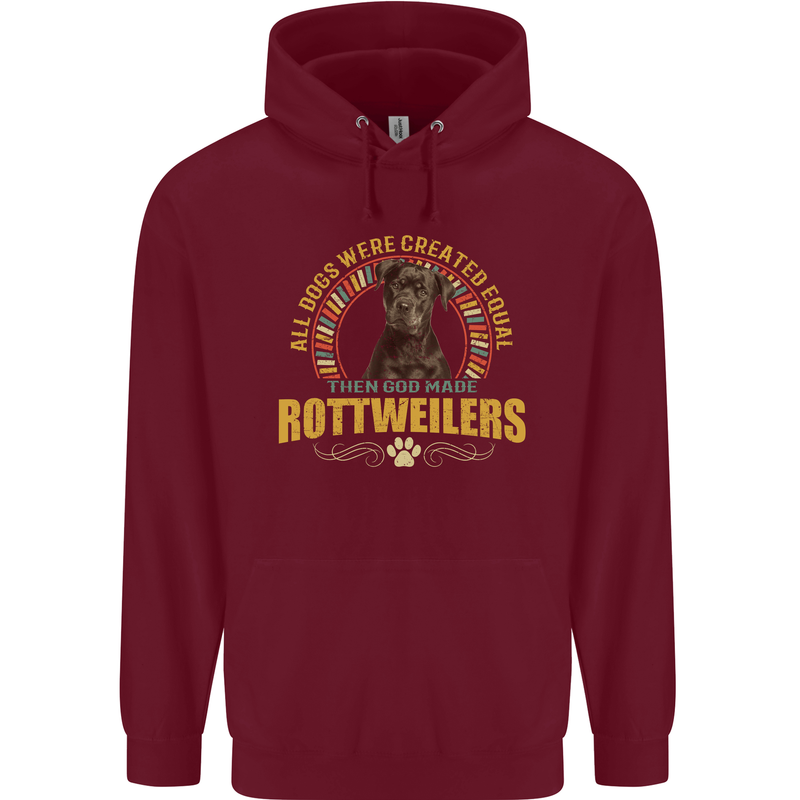A Rottweiler Dog Childrens Kids Hoodie Maroon