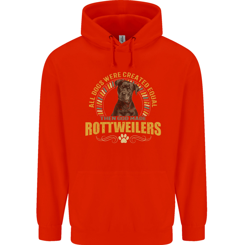 A Rottweiler Dog Mens 80% Cotton Hoodie Bright Red
