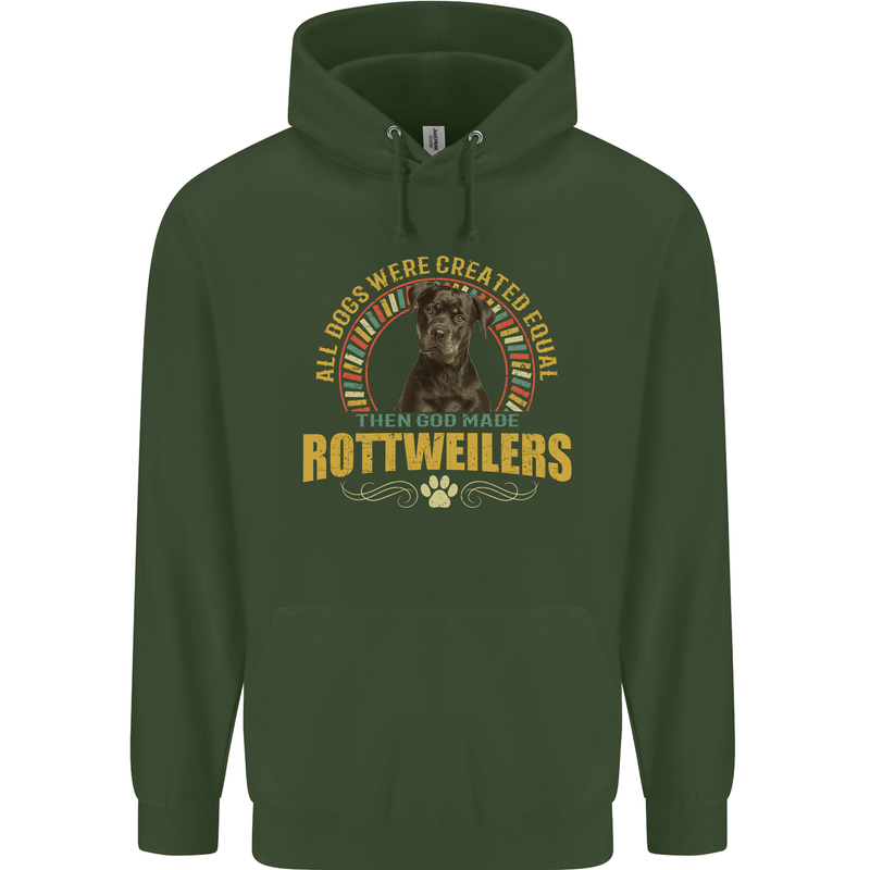 A Rottweiler Dog Mens 80% Cotton Hoodie Forest Green
