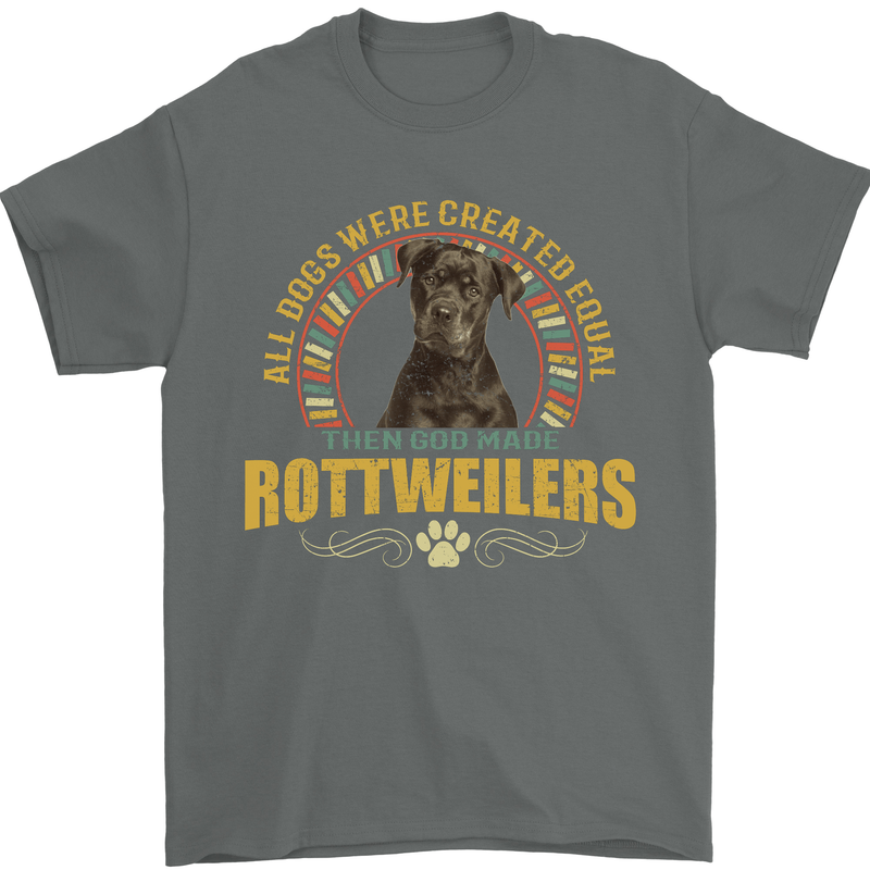 A Rottweiler Dog Mens T-Shirt 100% Cotton Charcoal