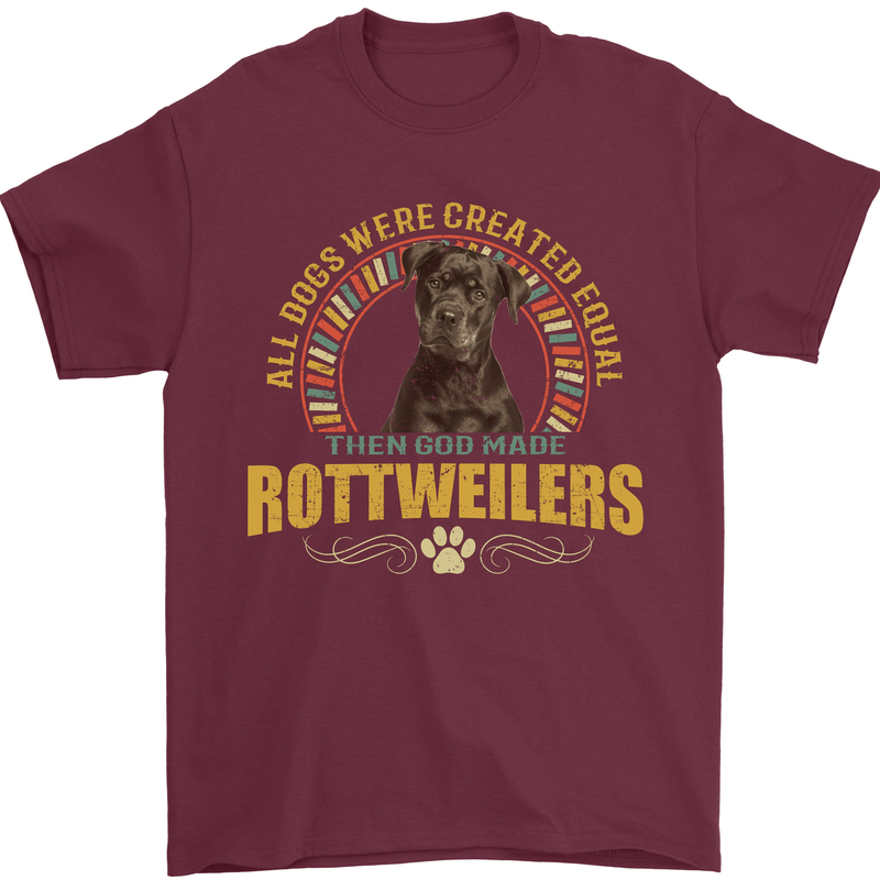 A Rottweiler Dog Mens T-Shirt 100% Cotton Maroon